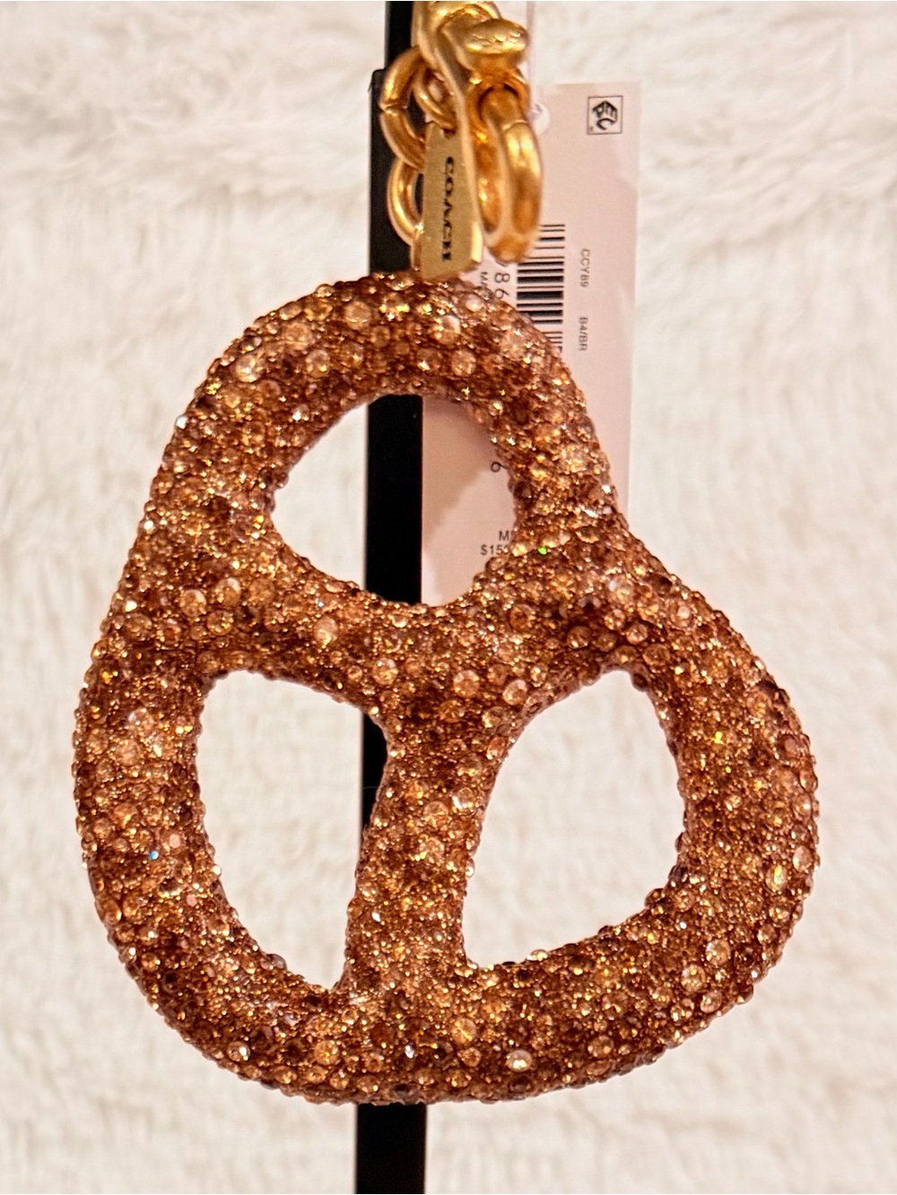Coach Crystal Pretzel Bag Charm with Gold Hardware NW